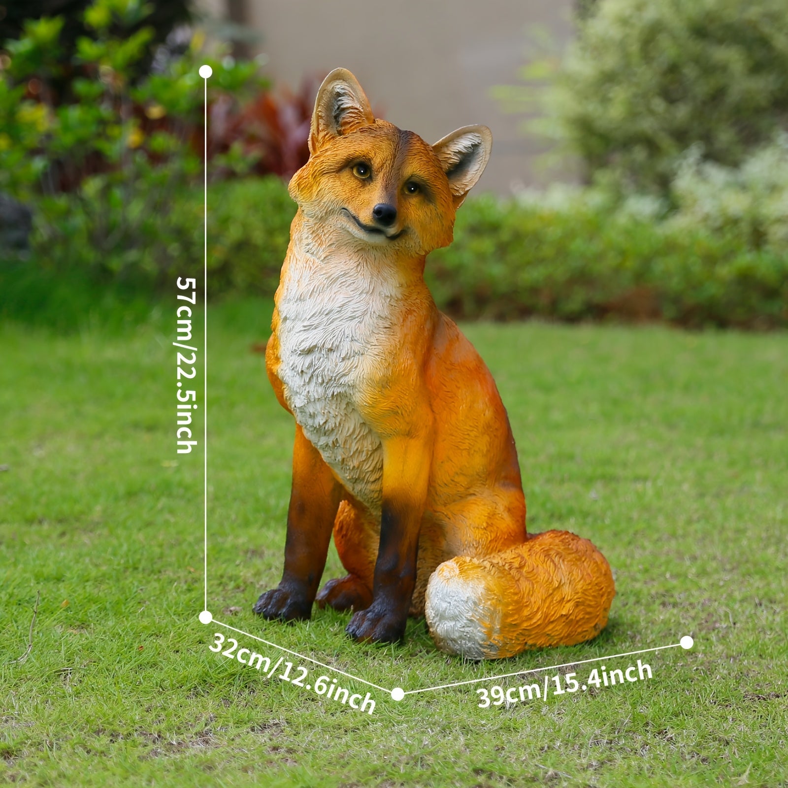 Rustic Resin Fox Statue, 22.5" High