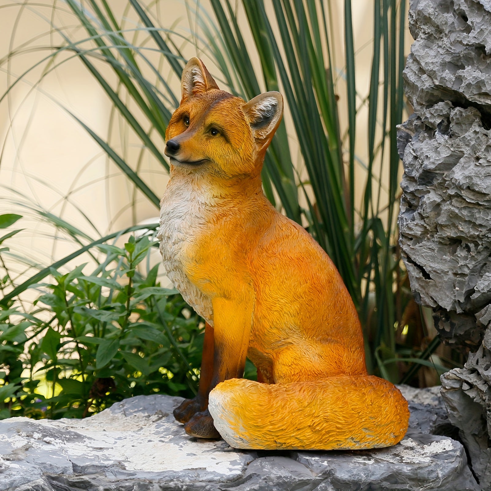 Rustic Resin Fox Statue, 22.5" High