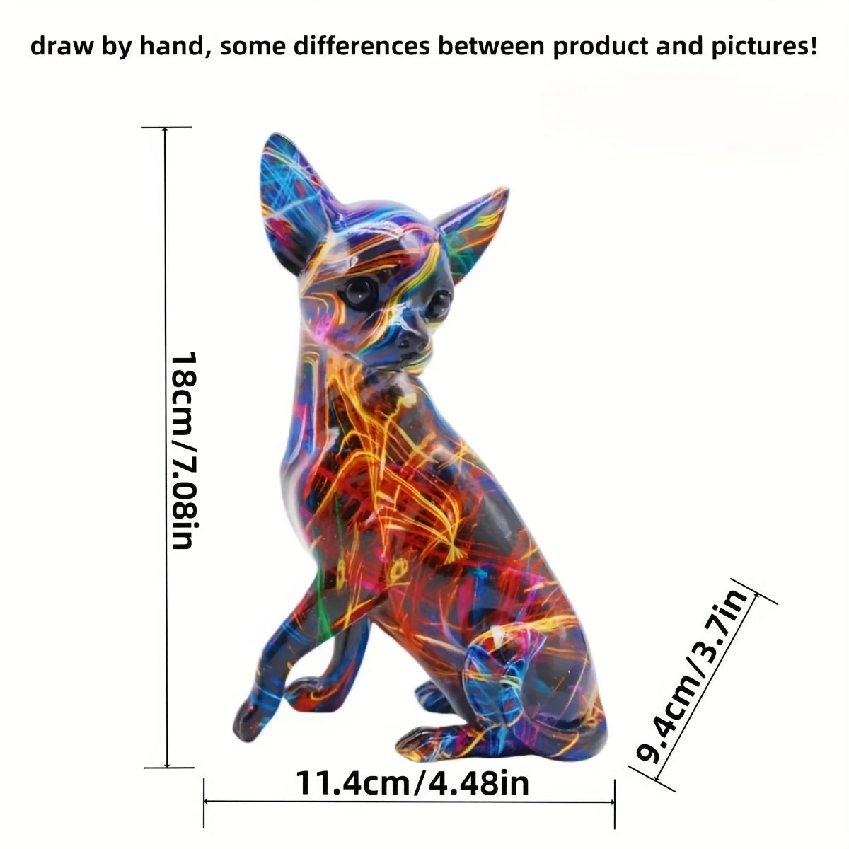 Vibrant Multicolor Chihuahua Dog Statue