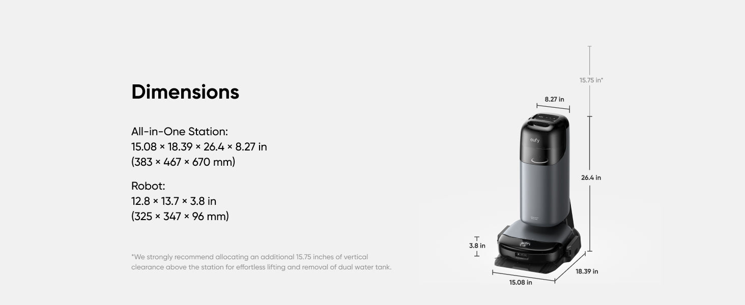 eufy Omni S1, Robot Vacuum Cleaner with Mop, Incredible Suction, All-in-One Station, Smart Obstacle Avoidance, Lift Mop, Wi-Fi, App, Alexa, Corner-to-Edge Deep Cleaning