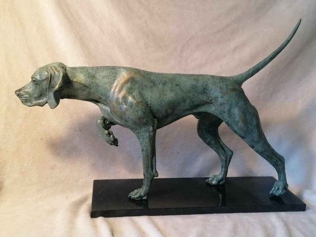 On Point Hungarian Vizsla Cold-Cast Bronze Sculpture – 65cm Sporting Dog Statue