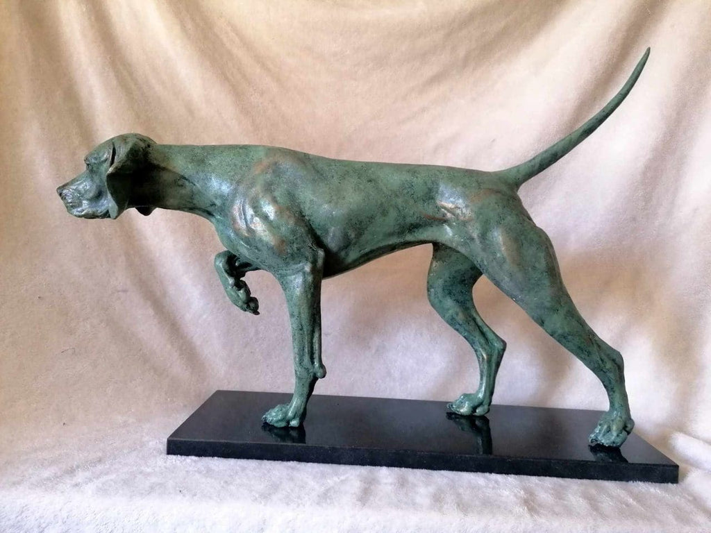 On Point Hungarian Vizsla Cold-Cast Bronze Sculpture – 65cm Sporting Dog Statue