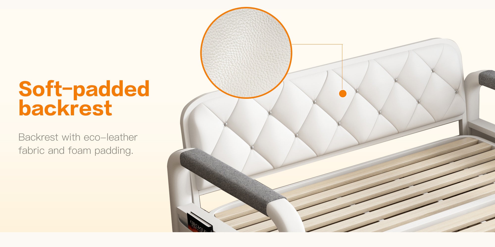 Pull-Out Linen Sofa Bed, 50.4inch Wide (128cm), Large Under-Seat Storage Compartment for Bedding, Multi-Functional Furniture for Studio Flats