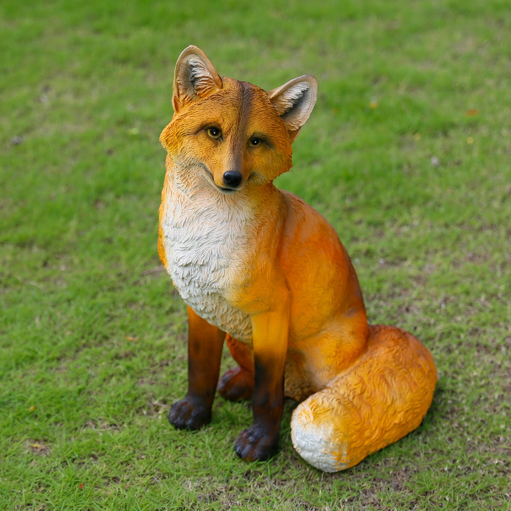 Rustic Resin Fox Statue, 22.5" High