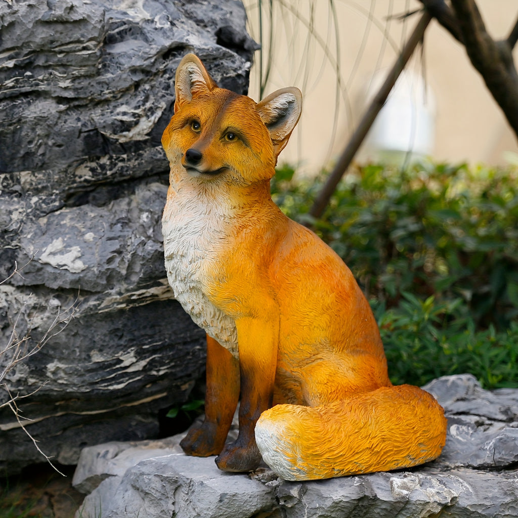 Rustic Resin Fox Statue, 22.5" High