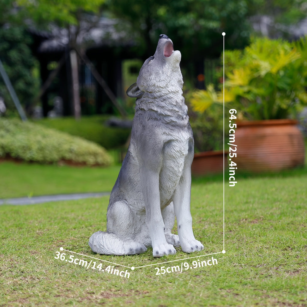 Three Realistic Howling Wolf Sculptures