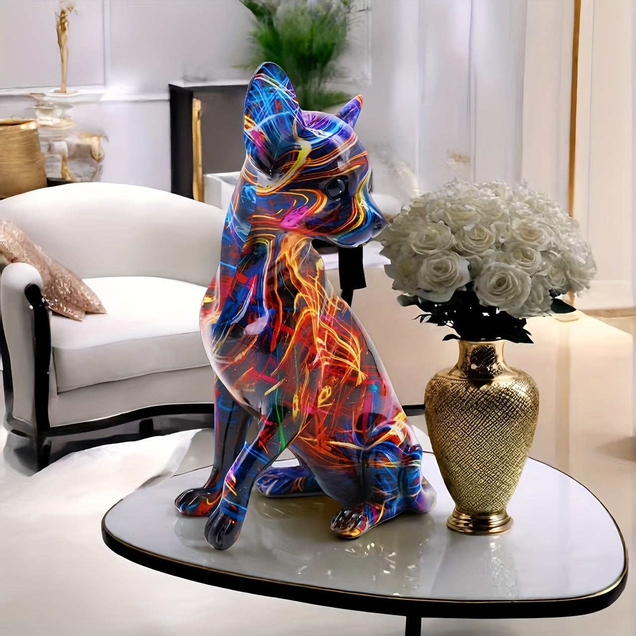 Vibrant Multicolor Chihuahua Dog Statue