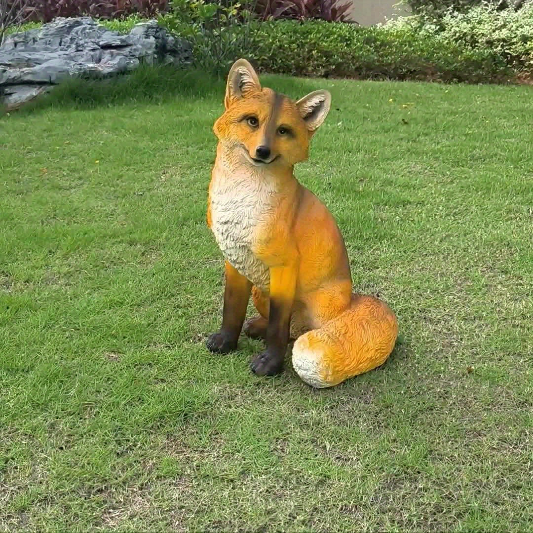 Rustic Resin Fox Statue, 22.5" High