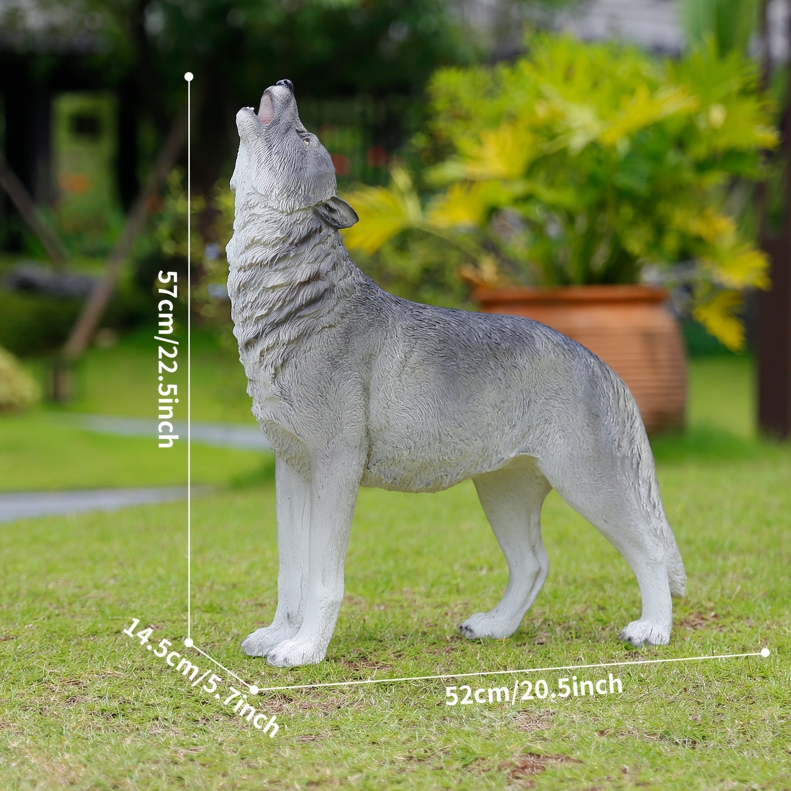 Three Realistic Howling Wolf Sculptures