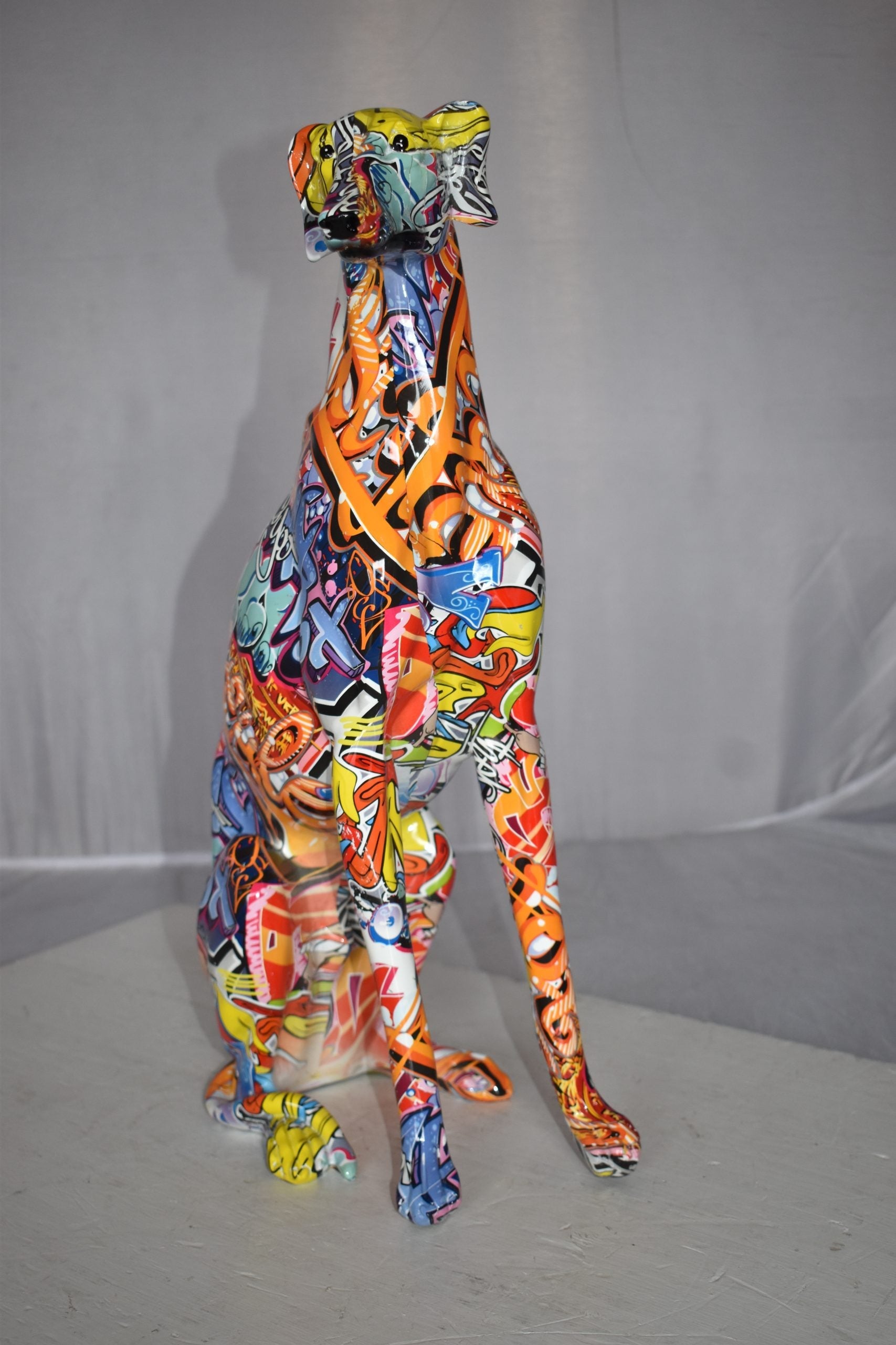 Modern Graffiti Sighthound Sculpture
