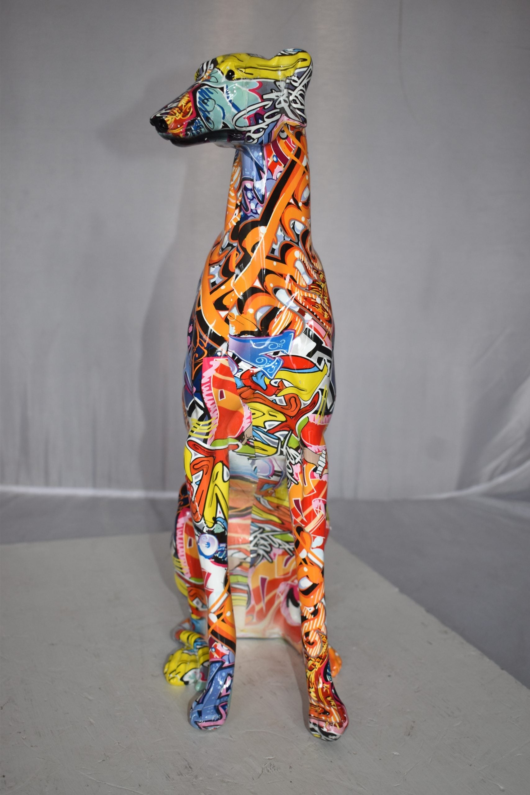 Modern Graffiti Sighthound Sculpture