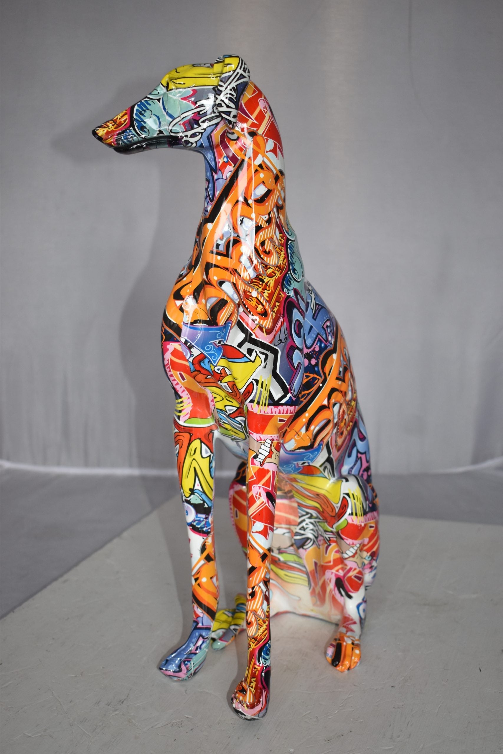 Modern Graffiti Sighthound Sculpture