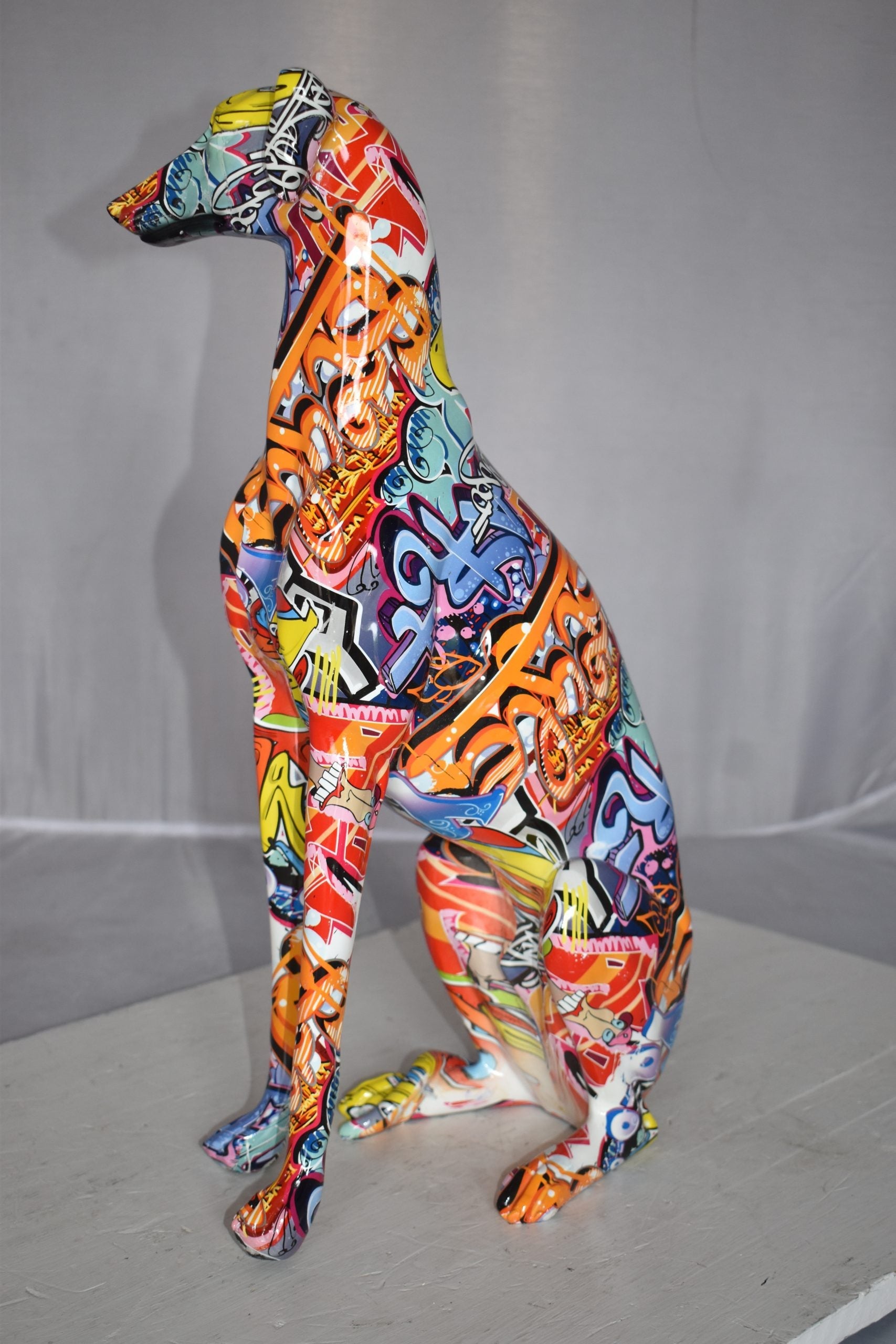 Modern Graffiti Sighthound Sculpture