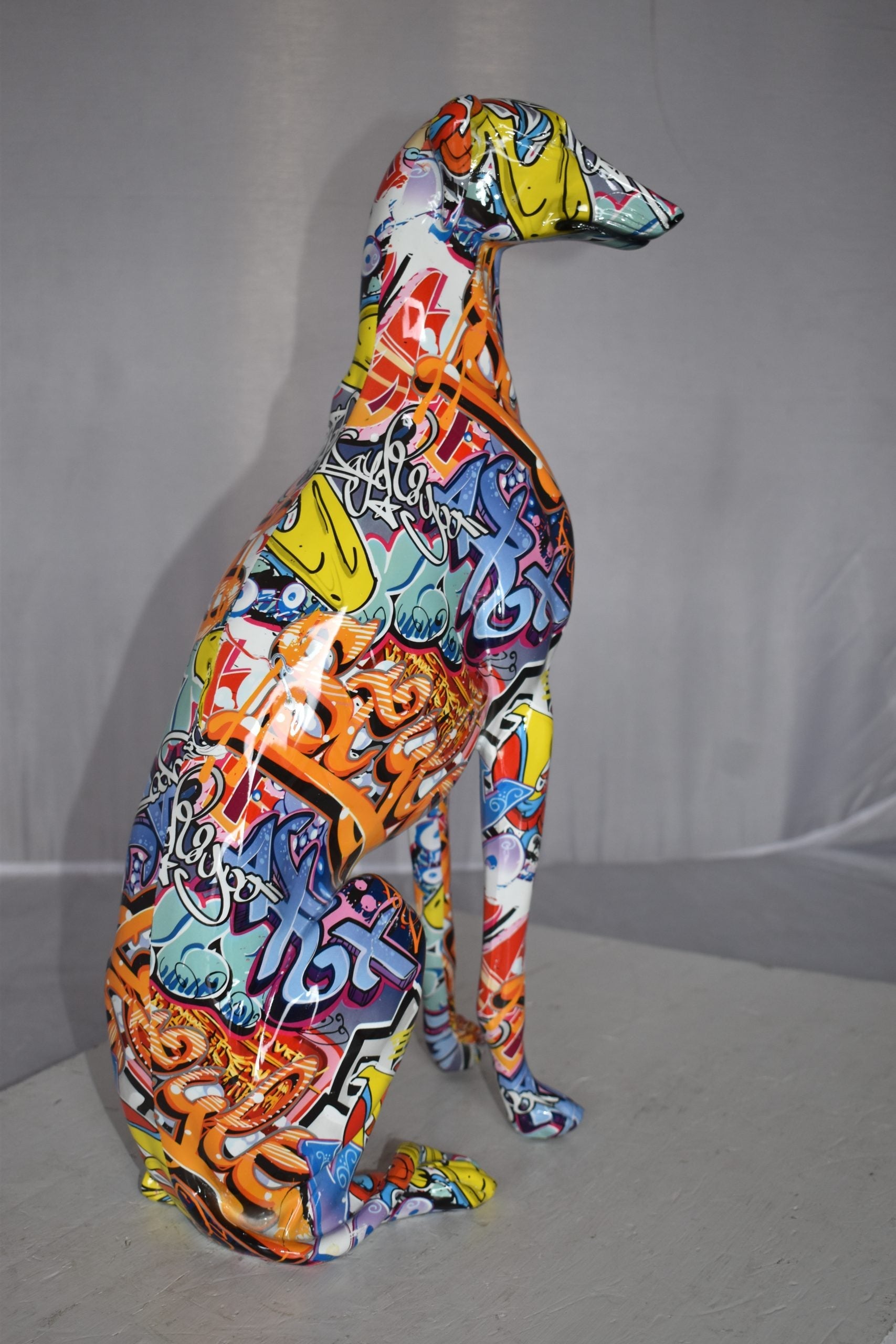 Modern Graffiti Sighthound Sculpture