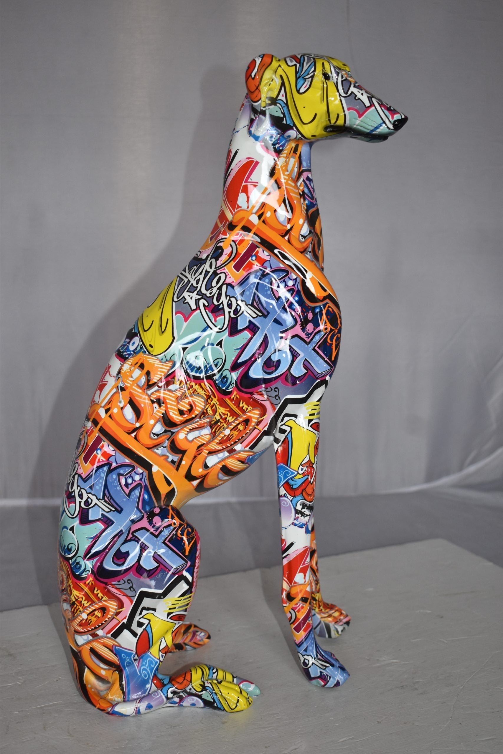 Modern Graffiti Sighthound Sculpture