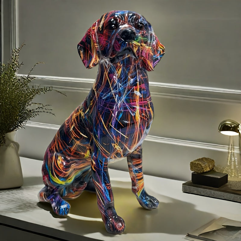 Abstract Multicolor Labrador Dog Sculpture