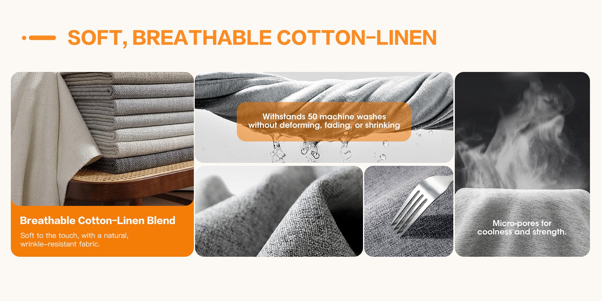 Pull-Out Linen Sofa Bed, 50.4inch Wide (128cm), Large Under-Seat Storage Compartment for Bedding, Multi-Functional Furniture for Studio Flats