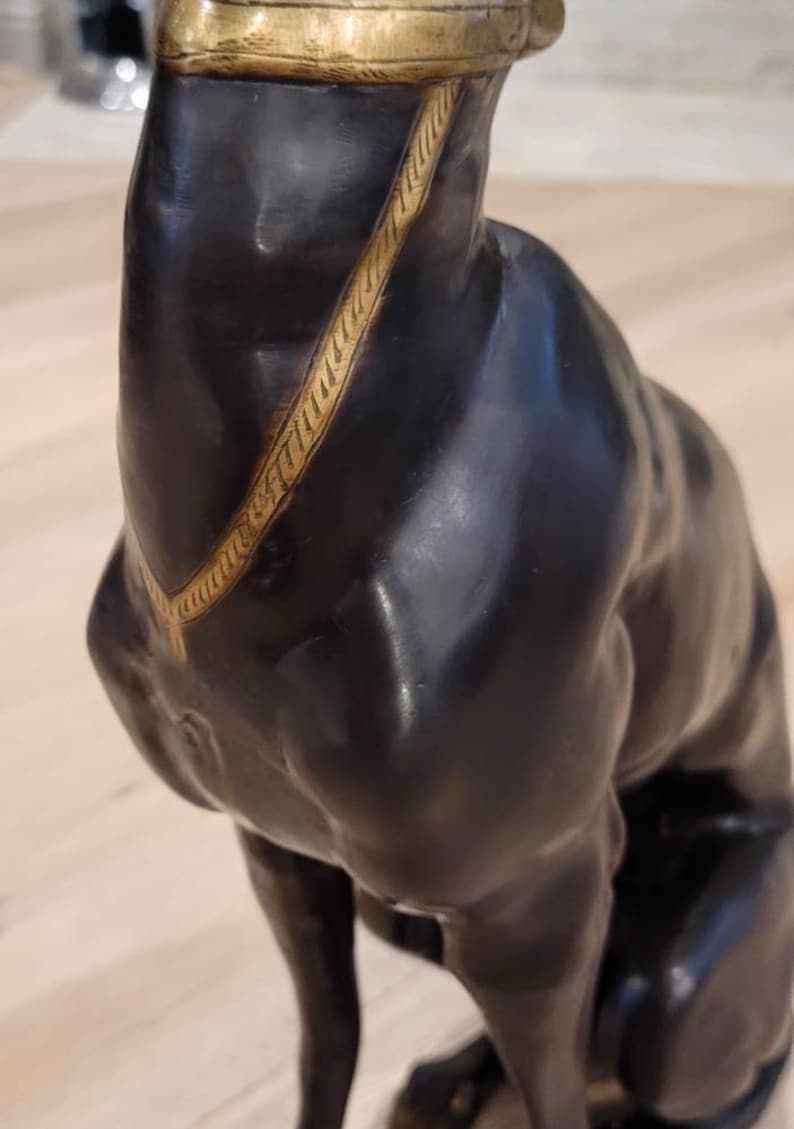 Life-size Art Deco Patinated Bronze Figure Greyhound Whippet Dog Sculpture