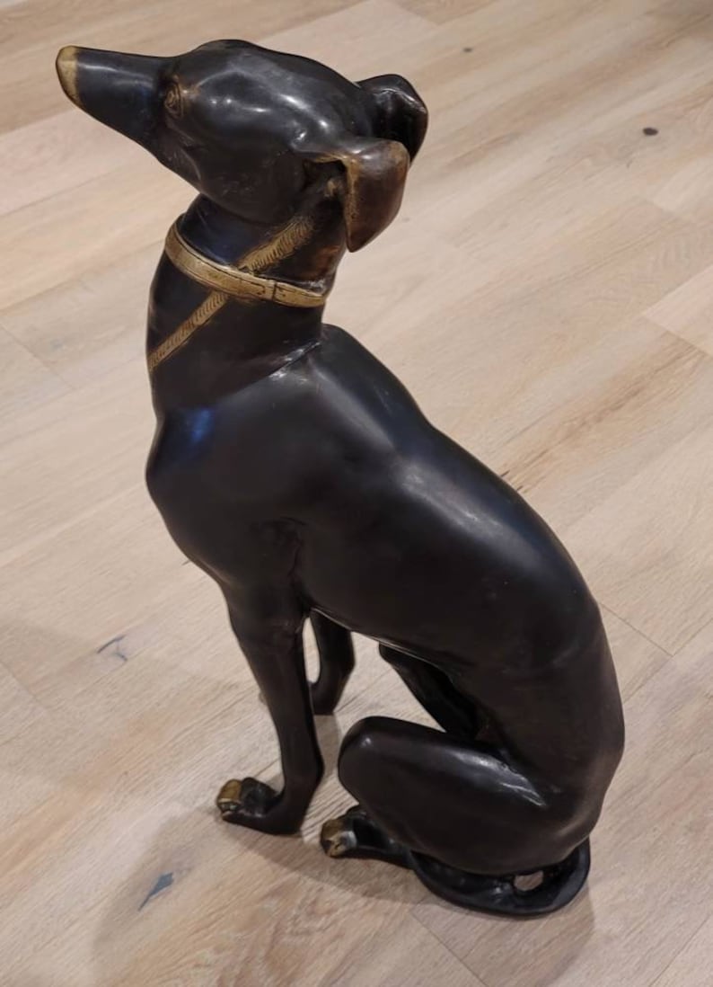 Life-size Art Deco Patinated Bronze Figure Greyhound Whippet Dog Sculpture