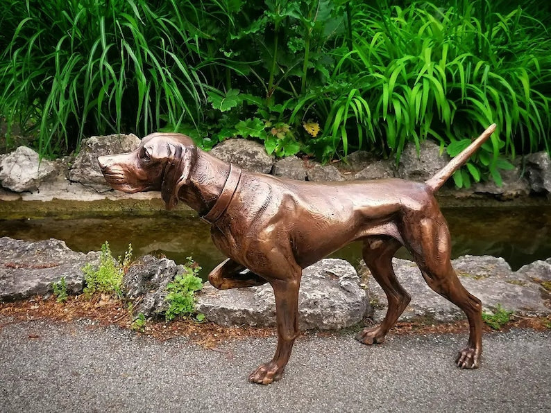 Hungarian Vizsla Solid Bronze Sculpture & Memory Capsule