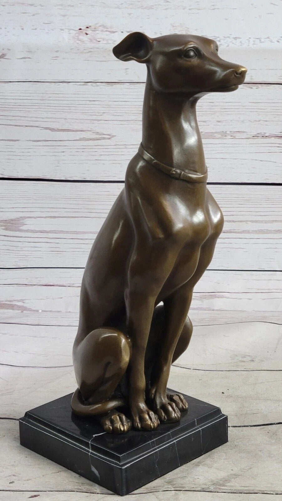 Elegant Greyhound Bronze Sculpture on Marble Base
