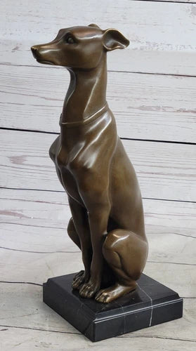 Elegant Greyhound Bronze Sculpture on Marble Base