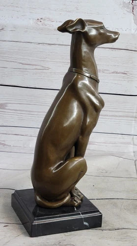 Elegant Greyhound Bronze Sculpture on Marble Base