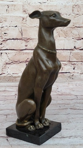 Elegant Greyhound Bronze Sculpture on Marble Base